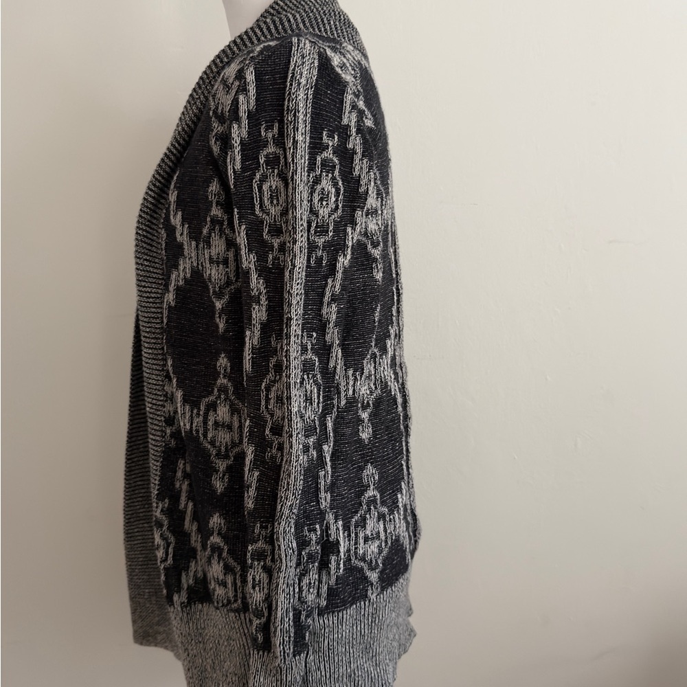 Anthropologie + Ecote Women’s Sweater iGray/ Black Ikat. Open Cardigan- Small - Picture 5 of 13